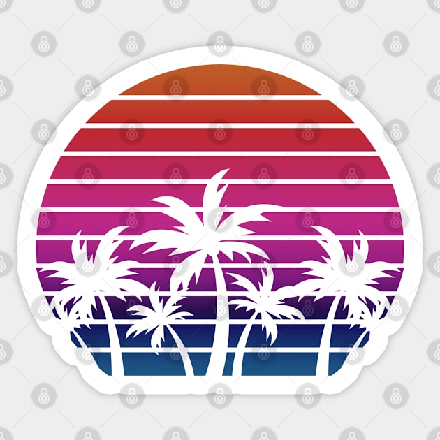 Palm Tree Silhouetted Sunset Sticker by Felicity-K